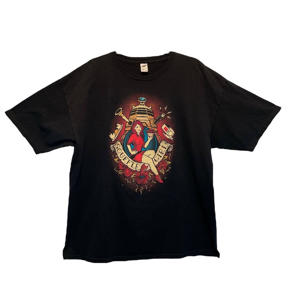 Tee Fury Black with Souffle Girl Pin-up Transfer Short Sleeve T-Shirt XL